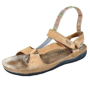 Teva Women Leather Sport Sandal Size 8 Outdoor Hiking Travel Tan Brown